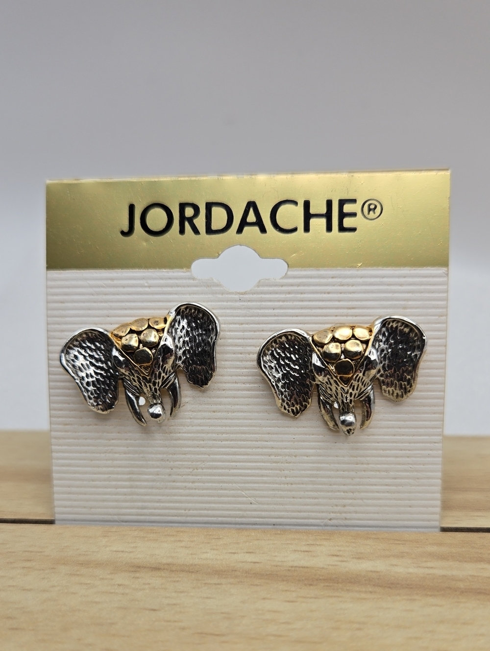 Jordache Two-Tone Elephant Head Stud Earrings - Gold & Silver
